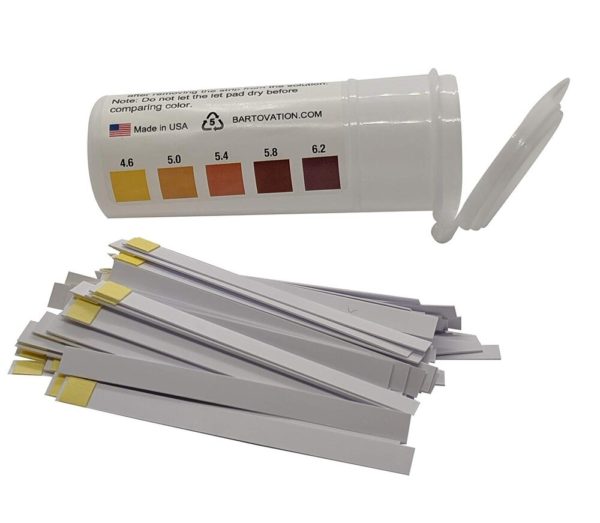 pH Test Strips for Beer Making, Homebrew, Acidity, 4.6 to 6.2 pH [Vial of 100 Strips]