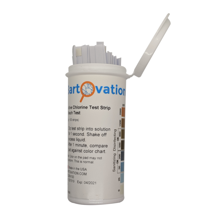 Active Chlorine/Bleach Test Strips, 02000 ppm, Designed for Daycares
