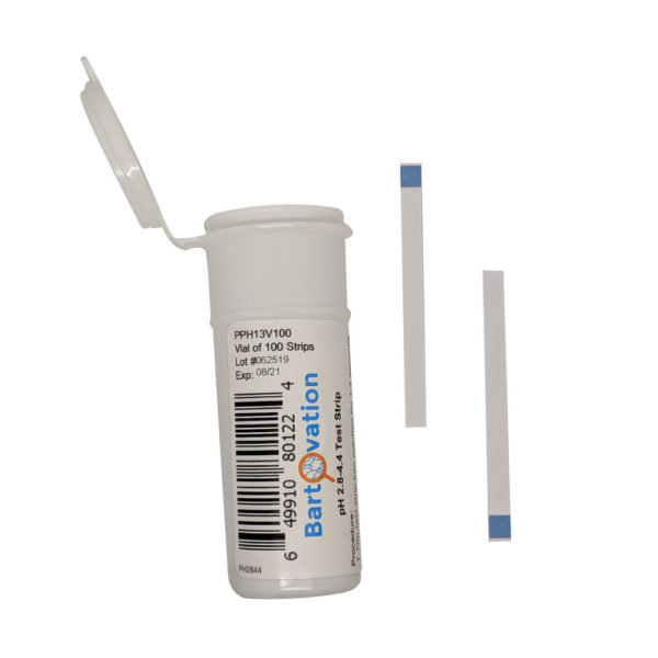 pH Test Strips for Wine Making, Homebrew, Acidity, 2.8 to 4.4 pH [Vial of 100 Plastic Strips]