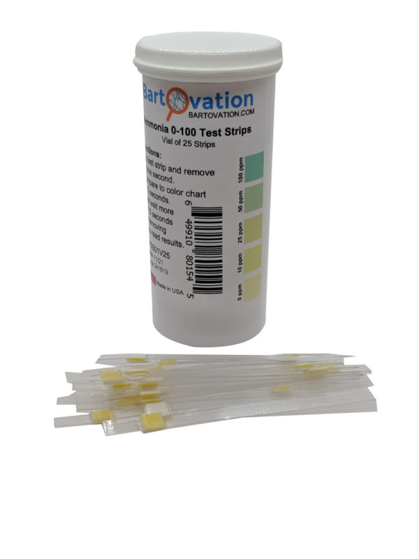 Ammonia Test Strips 0-100 ppm [Vial of 25 Strips]