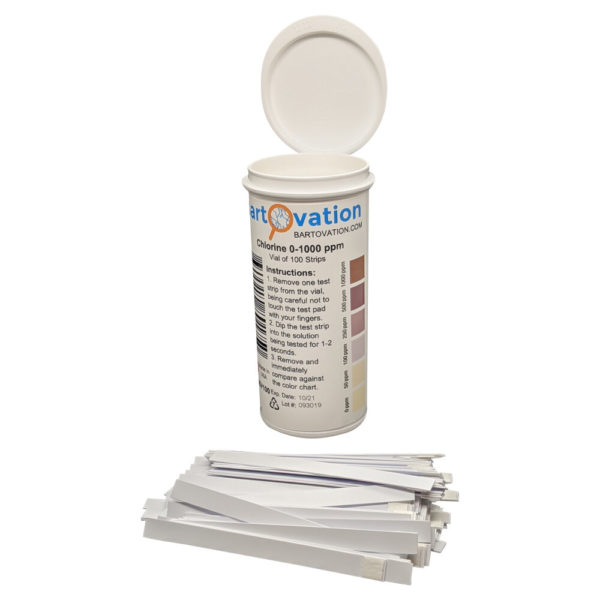 Free Chlorine/Bleach Test Strips, 0-1000 ppm, Designed for Cruises, Daycares, and Senior Homes for Sanitizing and Disinfecting [Vial of 100 Strips]