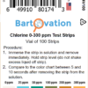 Restaurant Chlorine Sanitizer Plastic Test Strips, 0-300 ppm [Moisture Wicking Vial of 100 Strips]
