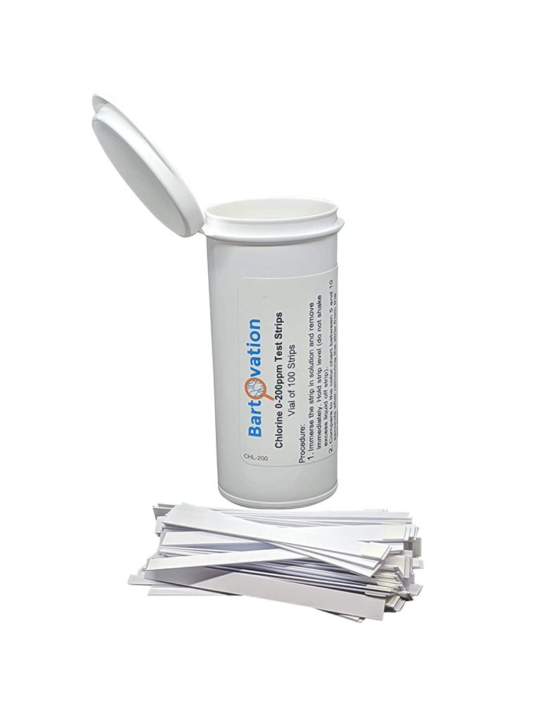Restaurant Chlorine Sanitizer Plastic Test Strips, 0200 ppm Moisture