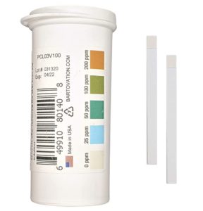 Restaurant Chlorine Sanitizer Plastic Test Strips, 0-200 ppm