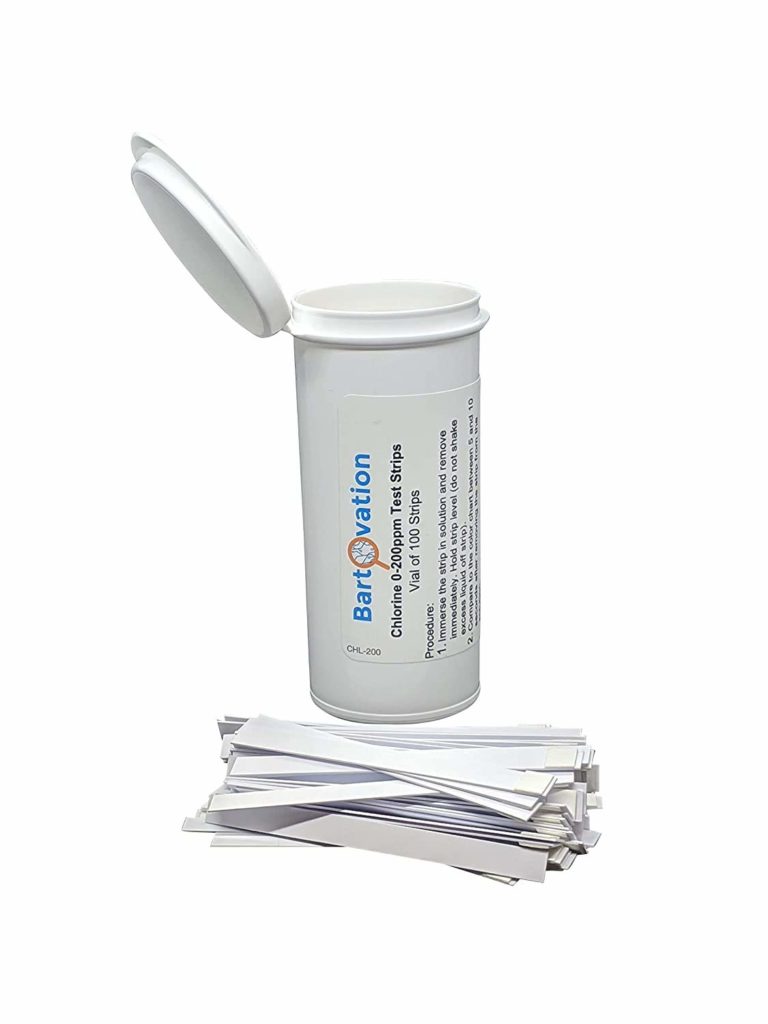 Restaurant Chlorine Sanitizer Plastic Test Strips, 0300 ppm Moisture Wicking Vial