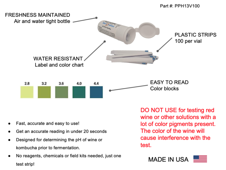 Wine Making pH Test Strips, Homebrew, Acidity, 2.8 to 4.4 pH