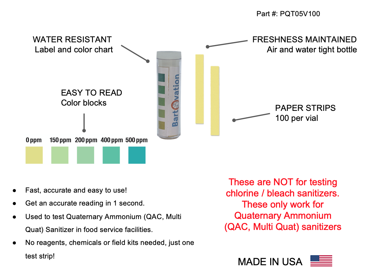 Chlorine Test Paper Strips For Restaurants Sanitizer 1 SEC RESULT! 150 STRIPS 