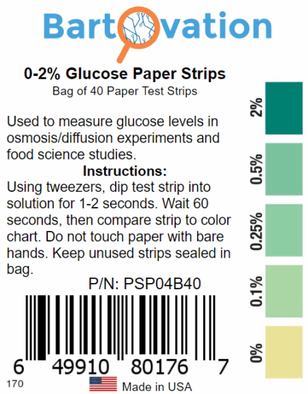 Scientific Glucose Test Paper Strips <span class="bldppm">0-2%</span> [Bag of 40 Paper Strips] for Food Science or Osmosis/Diffusion Experiments - Image 3