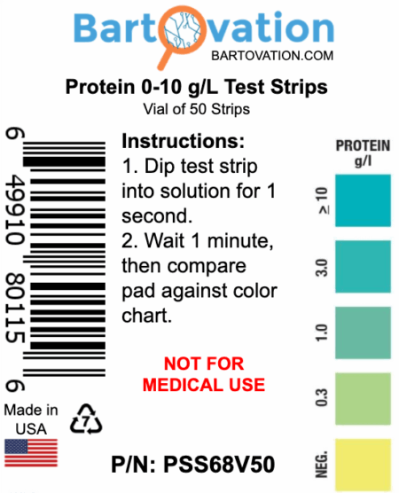 Residual Protein Food Test Strips, <span class="bldppm">0-10 g/L</span> [Vial of 50 Strips] - Image 3