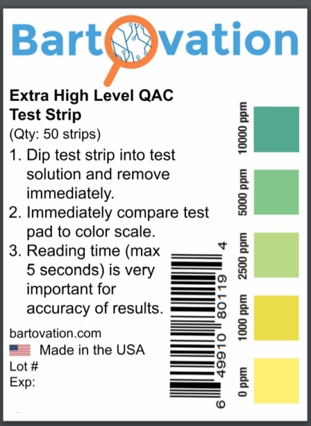 Very High Level Quat Strips 0-10000ppm (50 Strip Vial)