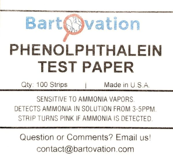 Phenolphthalein Test Paper [Vial of 100 Paper Strips] for Qualitative Leak Detection of Ammonia Vapors
