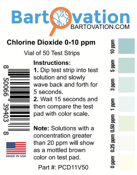 Chlorine Dioxide Single Factor Low Range Test Strips, <span class="bldppm">0-10 ppm</span> [Vial of 50 Strips] - Image 3