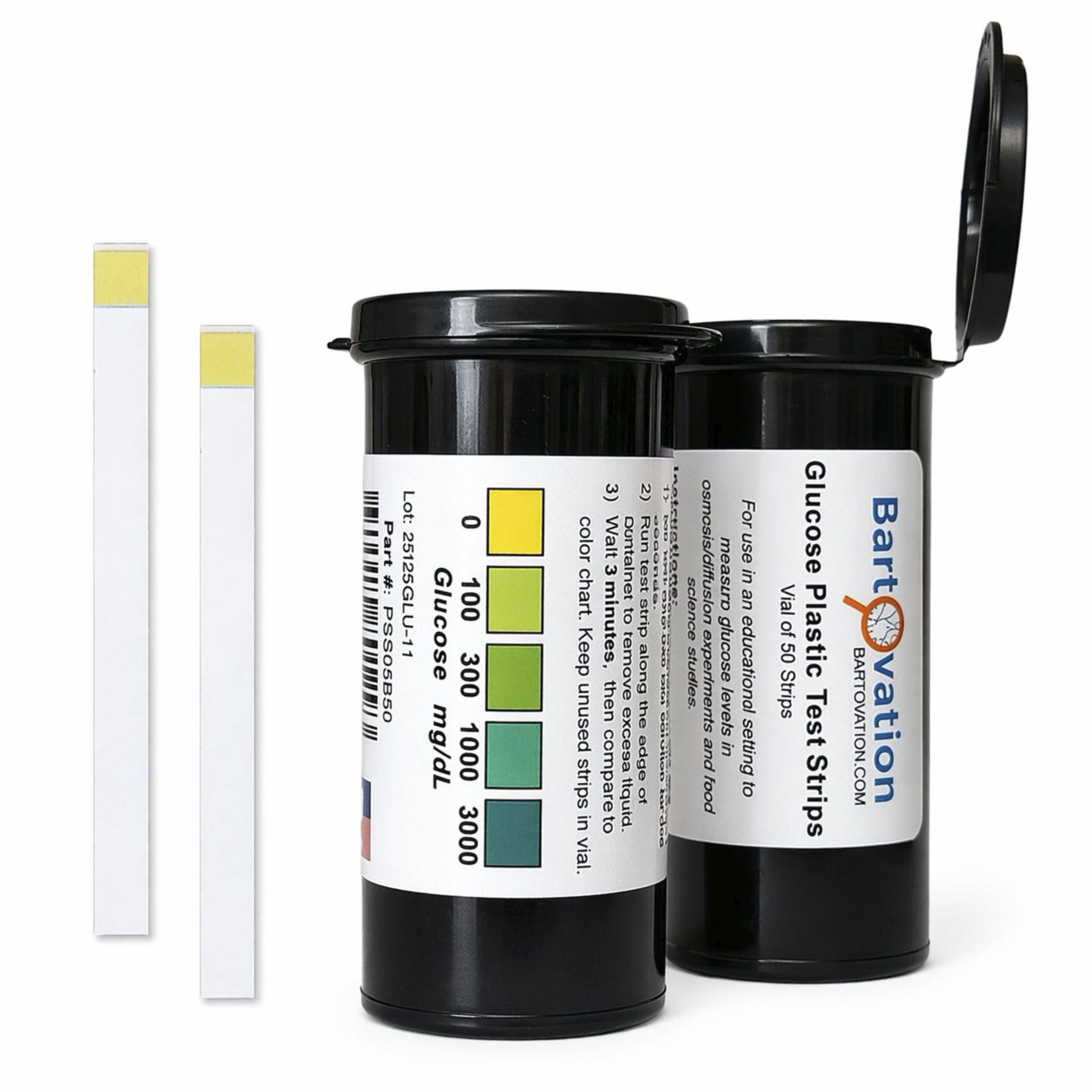 Scientific Glucose Test Strips, <span class="bldppm">0-3000 mg/dL</span> [Bag of 50 Plastic Strips] for Food Science or Osmosis/Diffusion Experiments